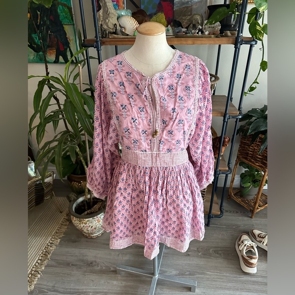 Oliphant Tie Front Balloon Sleeve Dress, Antibes Mauve - Picture 2 of 9